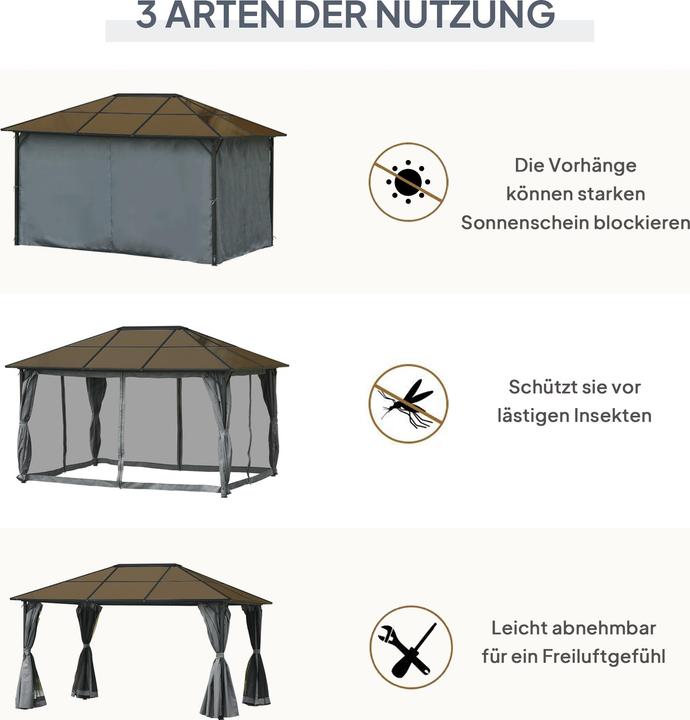 Produktbild Outsunny Gartenpavillon mit Reissverschlüssen (300 cm, 400 cm)