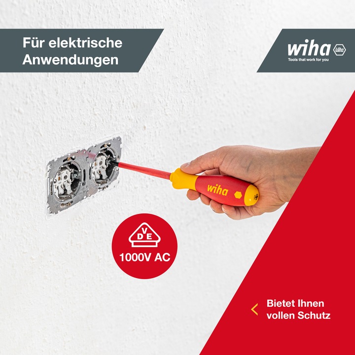 Actual product image Wiha VDE screwdriver set 6 pieces (Slotted screws, Pozidriv cross recess (PZ))