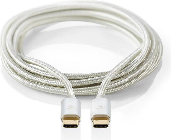 Actual product image Nedis USB cable USB 2.0 USB-C plug USB-C plug 100W 480 Mbps Gold-plated 2.00 m round Braided/N (2 m, USB 2.0, 100 W)