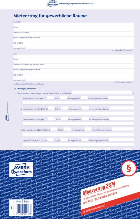 Produktbild Avery Mietvertrag für gewerbliche Räume (3 x)