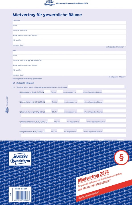 Produktbild Avery Mietvertrag für gewerbliche Räume (3 x)