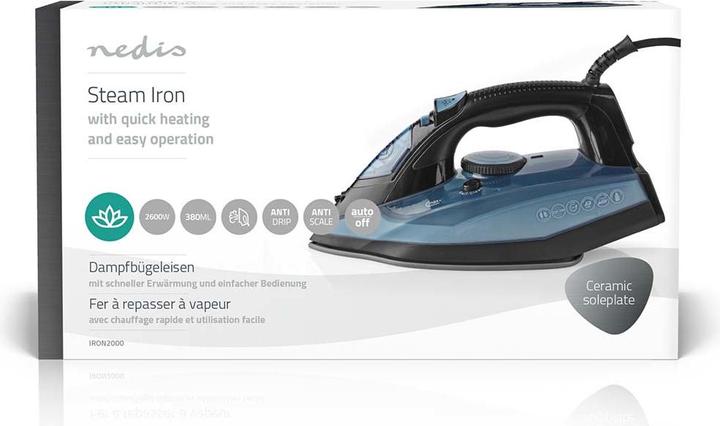 Produktbild Nedis Bügeleisen | 2600 W | Dampf Schuss | Keramisch | 0.32 l (2600 W, 1 g/min)