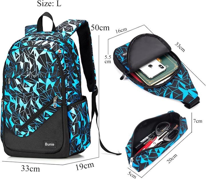 Actual product image Bunie School Backpack Set Blue (35 l)