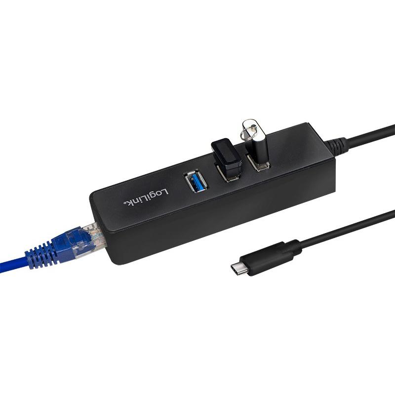 Thumbnail - LogiLink UA0283 (USB-C, 4 Ports), Dockingstation + USB Hub, Schwarz
