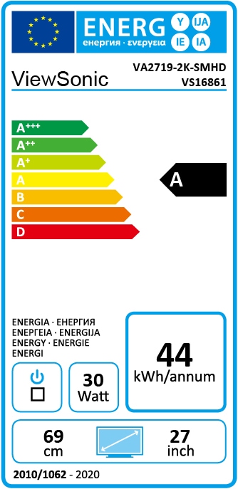 Energy Label Viewsonic VA2719-2K-SMHD (2560 x 1440 pixels, 27")