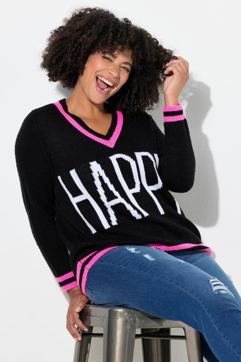 Produktbild Angel of Style Pullover, Straight Fit, HAPPY Schriftzug, Langarm (58)