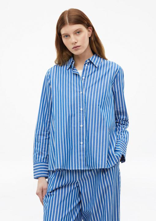 Immagine prodotto s.Oliver Gestreifte Baumwoll-Bluse mit Raffung und All-over-Print (32)