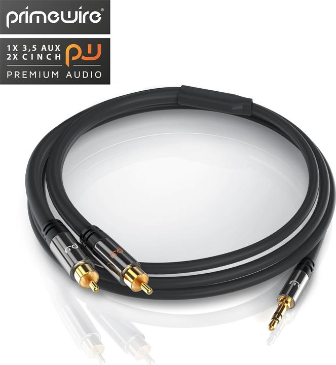 Produktbild Primewire Cinch zu 3,5mm Klinke Audio Kabel, Cinchkabel, RCA, AUX, Stereo HiFi Adapter mehrfach geschirmt (5 m, Cinch, 3.5mm Klinke (AUX))
