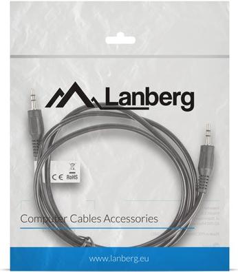 Actual product image Lanberg CA-MJMJ-10CC-0012-BK, 3.5mm, Male, 3.5mm, Male, 1.2 m, Black (1.20 m, 3.5mm jack (AUX))