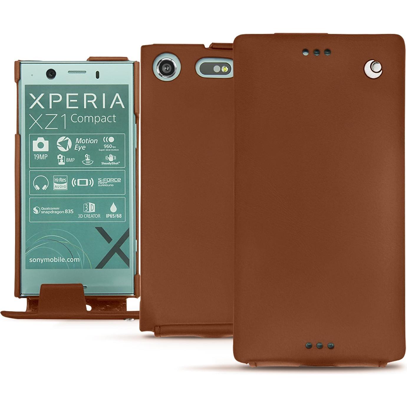 Thumbnail - Noreve Lederschutzhülle vertikal (Sony Xperia XZ1 Compact), Smartphone Hülle, Braun