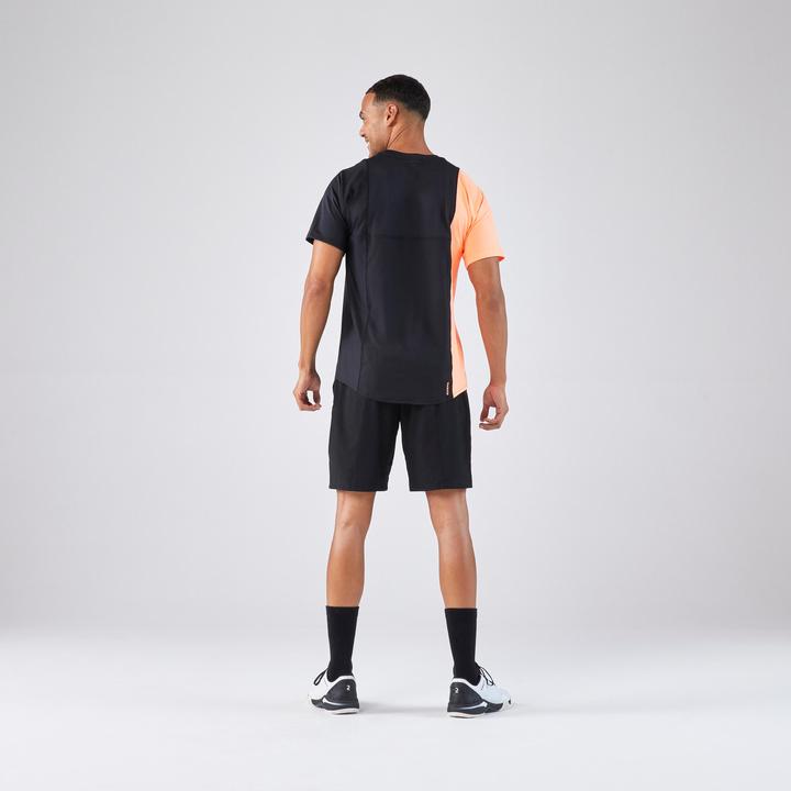 Image du produit Kuikma T-shirt de padel manches courtes respirant Homme - Dry Noir orange (M)