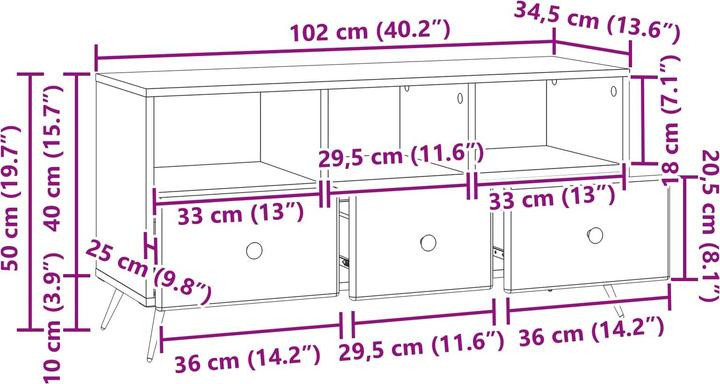 Produktbild vidaXL Unterhaltungseinheit (34.50 x 102 x 50 cm)