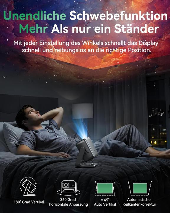 Actual product image Aubor Mentech 4K Projektor mit WLAN und Bluetooth, 1080P Full HD (Full HD, 1200 lm)