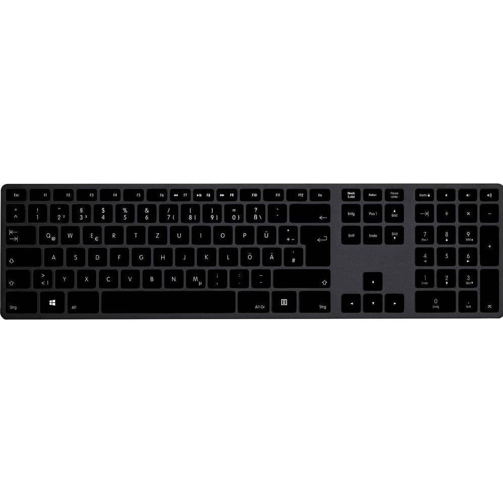 Matias Draadloos USB-C Aluminium Toetsenbord PC Duits QWERTZ Zwart (FK418PCDCBB-DE) (Germania, Senza fili), Tastiera, Nero