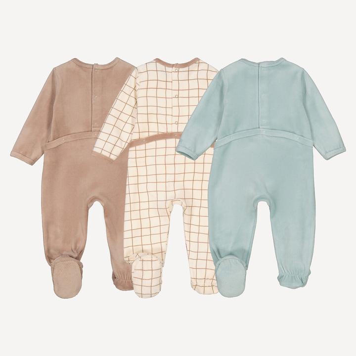 Produktbild La Redoute Collections 3er-Set 1-teilige Schlafanzüge aus Velours mit Karos/Tiermuster (50)