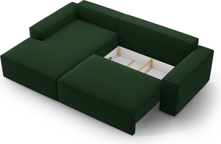 Actual product image Micadoni Velvet Left Corner Sofa With Bed Function And Box, "Jodie", 3 Seats, 246x151x86 Made in Europe (Corner sofa)