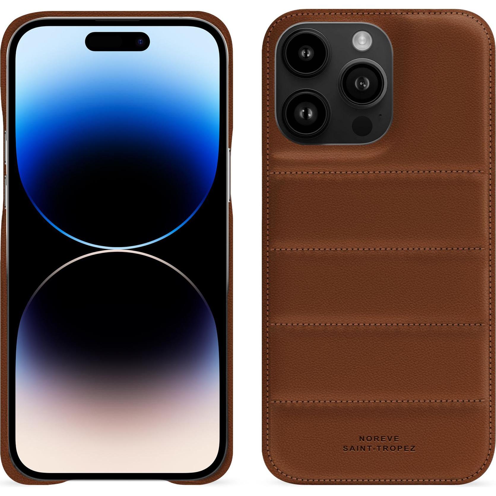 Noreve Lederschutzhülle (Apple iPhone 15 Pro Max), Smartphone Hülle, Braun