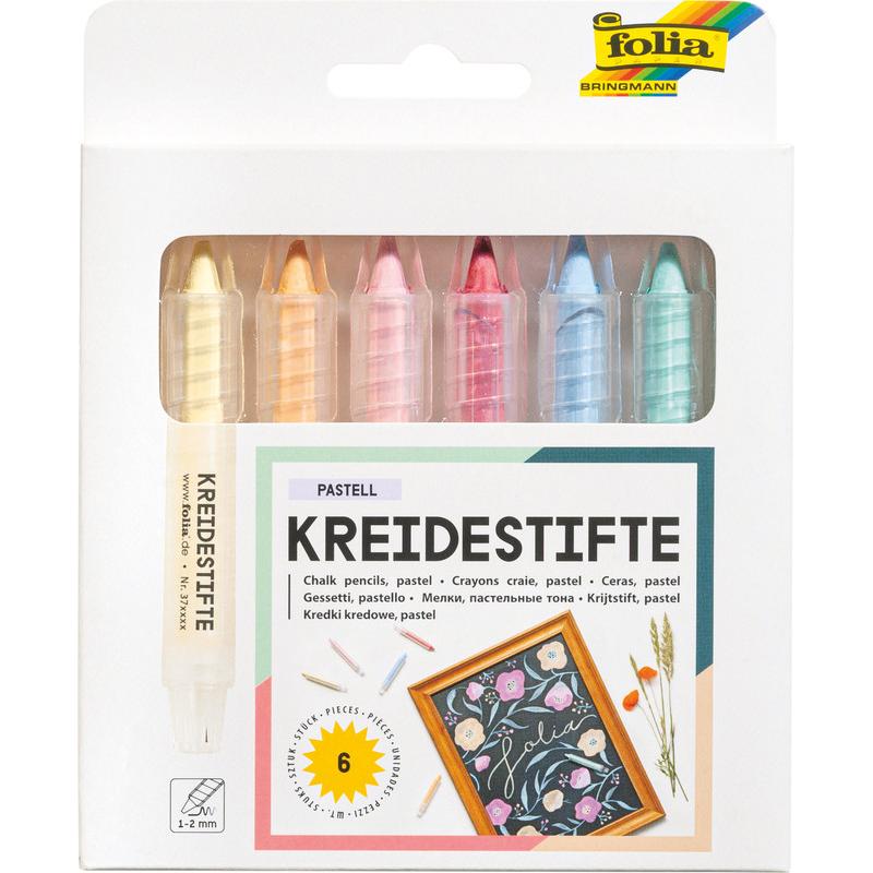 Folia, Malstifte, Kreidestifte-Set PASTELL, farbig sortiert, 6er Etui (Mehrfarbig, 6 x)