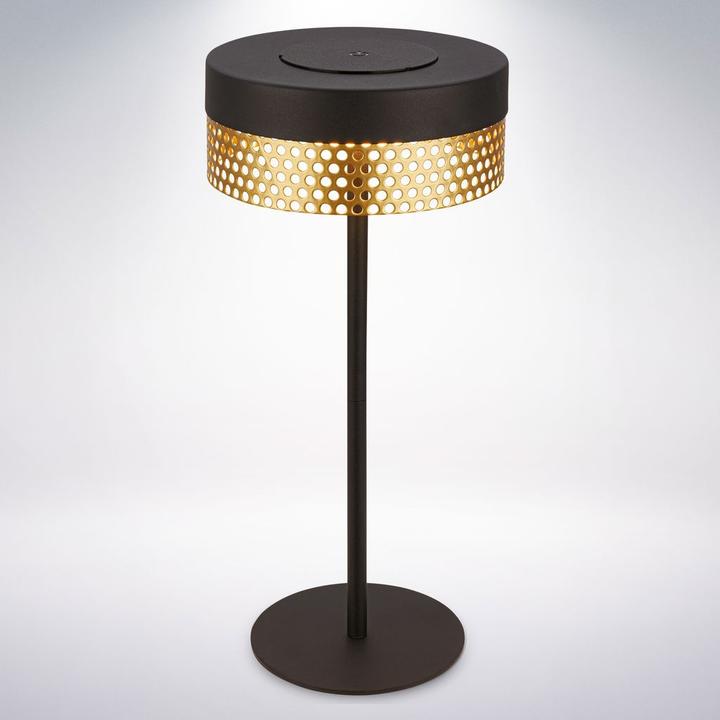 Image du produit Briloner Brilo unplugged BOOHA Akku Tischleuchte mit Lochblech - Schwarz, Gold (300 lm)