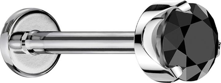 Actual product image Star Piercing Micro labret internal thread silver flat crystal black set (without brass, Titanium)