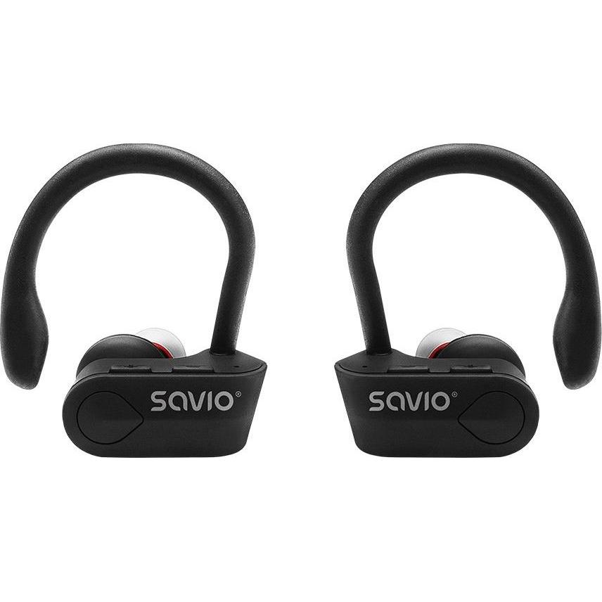 Savio TWS-03 Kabellose Bluetooth-Kopfhörer Schwarz (keine Geräuschunterdrückung, 100 h, Kabellos), Kopfhörer, Schwarz