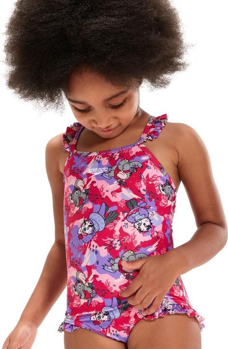 Actual product image Speedo Baby Girls Learn To Swim Printed Thin Strap Frill One Piece Swimsuit (92)