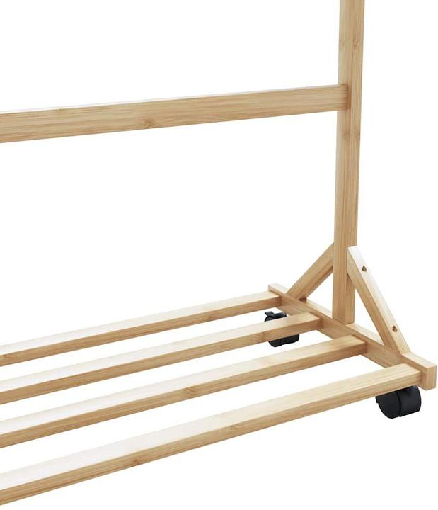 Actual product image vidaXL Kleiderständer mit Haken und Rollen 100x35x157 cm Bambus
