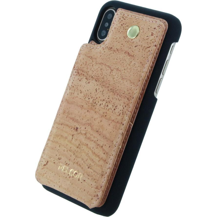 Pelcor Kork Flip Cover (Apple iPhone X), Smartphone Hülle, Braun