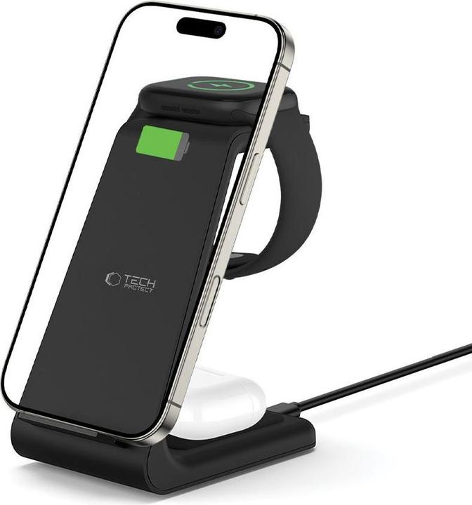 Produktbild Tech-Protect Dock station QI15W-A36 3IN1 WIRELESS CHARGER FOR APPLE Black (10 W)