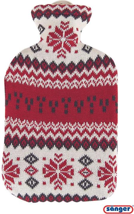 Sänger bouillotte en caoutchouc naturel avec housse tricot étoile polaire (2 l)