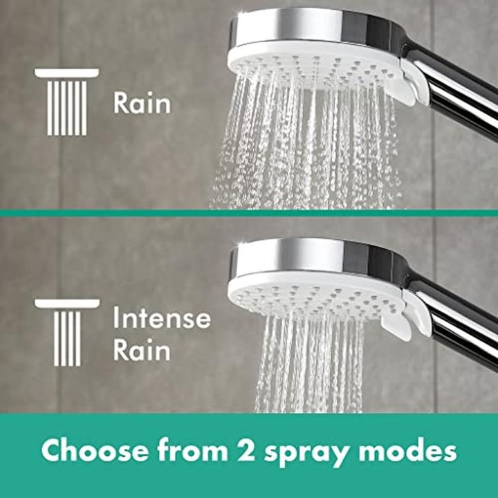 Produktbild hansgrohe Regendoucheset Crometta E 240 Varia 24 cm vierkant incl. thermostaatkraan 26785000 chroom/wit