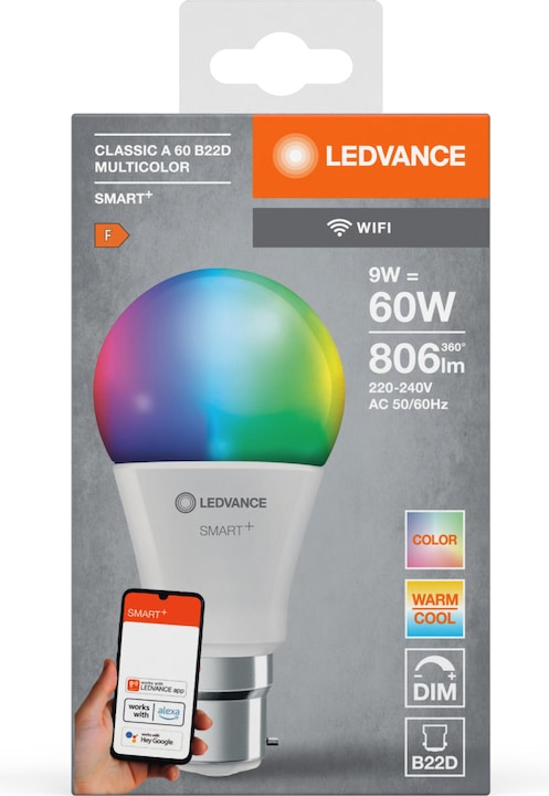 Actual product image Ledvance Smart+ Wifi Classic (B22d, 9 W, 806 lm, 1 x, F)