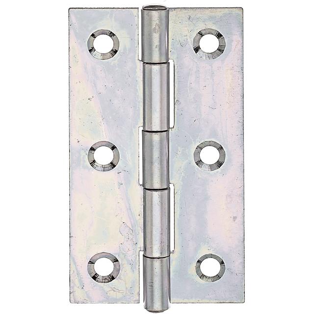 Alberts, Türbeschlag + Scharnier, Scharnier schmal mit vernietetem Messingstift, 82 x 44 mm, Galv. gelb verzinkt