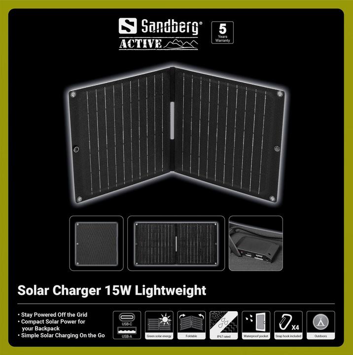 Actual product image Sandberg Solar Charger 15W LightWeight (15 W, 0.30 kg)