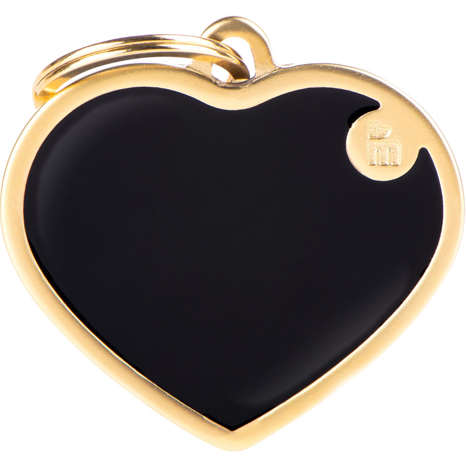 Myfamily MyFa tegn handmade, hjerte L guld, logo, sort (L, Cane, Generale), Collare + Guinzaglio