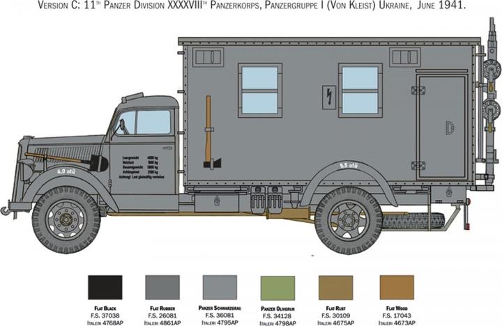Actual product image Italeri Plastic model Opel Blitz Radio Truck