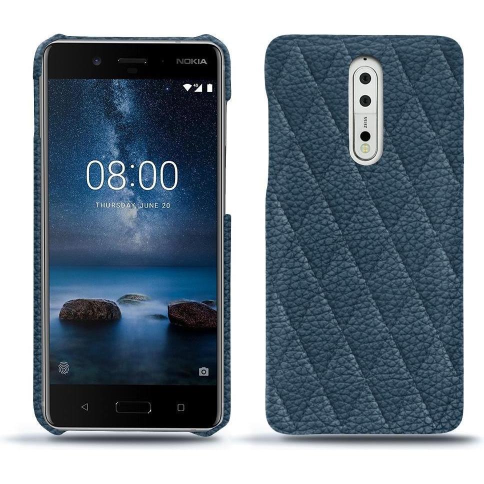 Noreve Lederschutzhülle (Nokia 8), Smartphone Hülle, Blau
