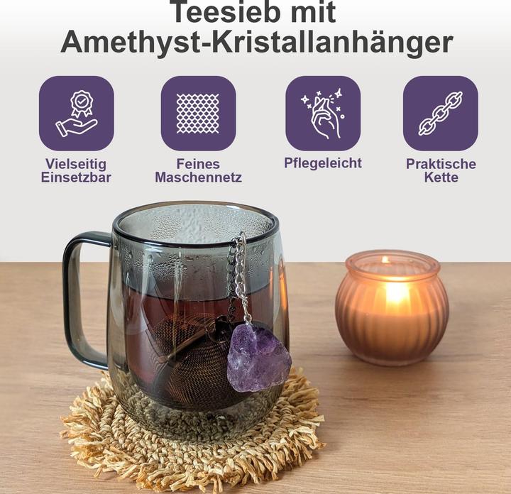 Actual product image Gewürzladen Näfels Teesieb mit Amethyst-Anhänger, Teeei, Teekugel, Gewürzsieb