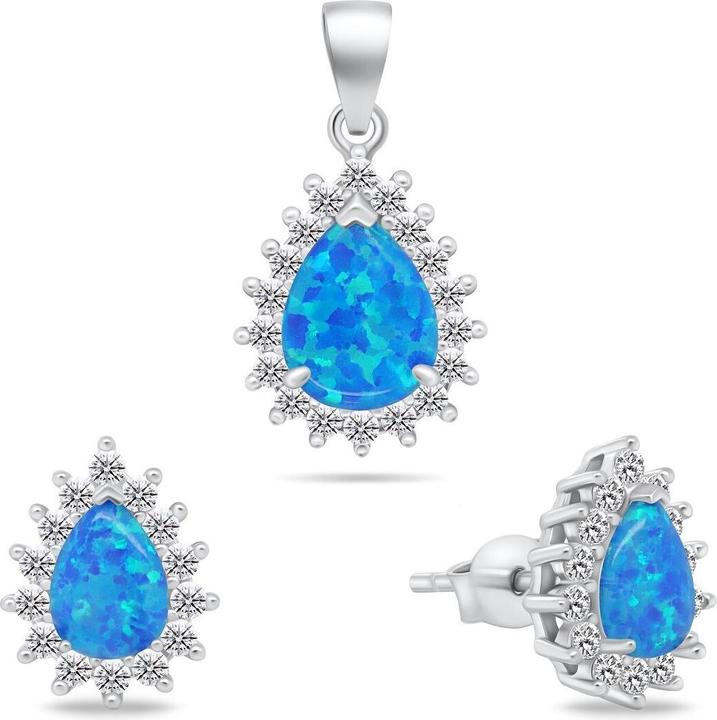 Actual product image Brilio Silver - Charming Opal Jewellery Set SET244WB (Earrings. Pendant)