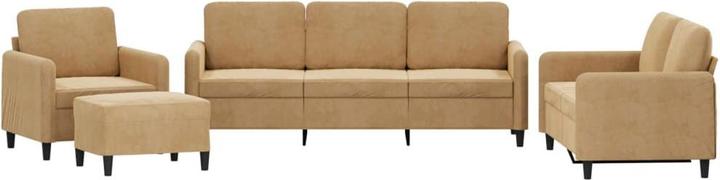 Produktbild vidaXL Sofagarnitur Sessel Sofa Couch Wohnzimmer Designsofa 4-tlg. Braun Samt (Polstergruppe)