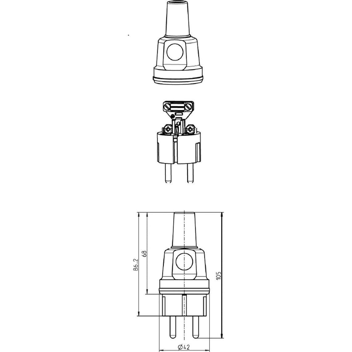 Thumbnail - Bachmann, Netzstecker + Netzkupplung, 2P Elektrischer Netzstecker (CEE 7/4)