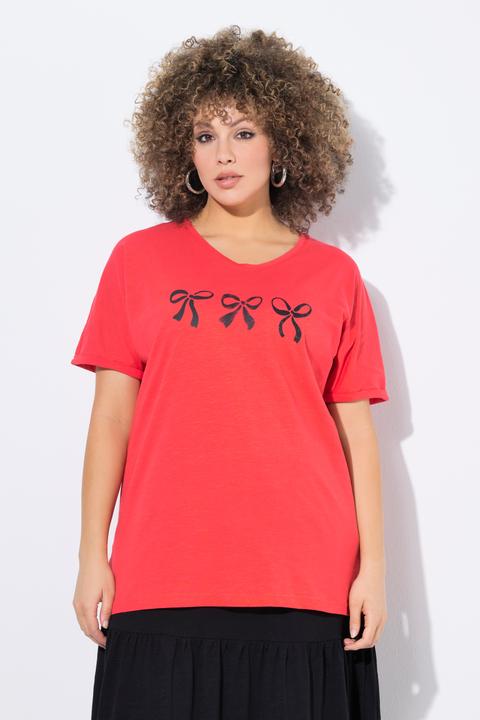 Immagine prodotto Ulla Popken T-shirt dal taglio oversize con fiocchi, scollo a V e mezze maniche (58)