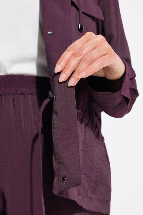Image du produit Ulla Popken Veste en tissu « martelé », cordon coulissant, col montant et manches longues (62)