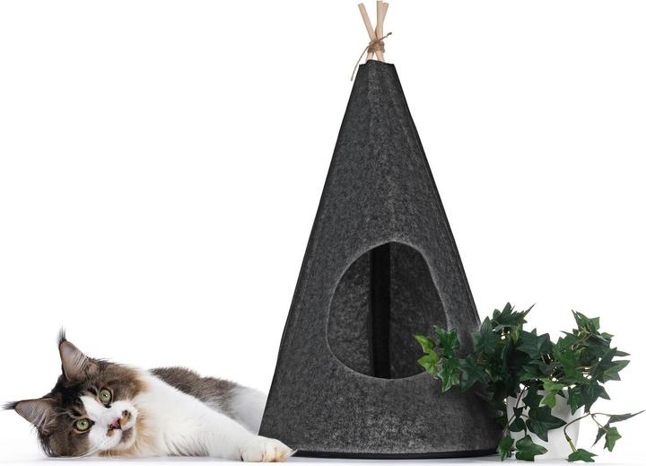 Produktbild Fudajo Katzenzelt Tipi Filz dunkel Haustierzelt Hundezelt Katzentipi Indoor (Katze, Hund)