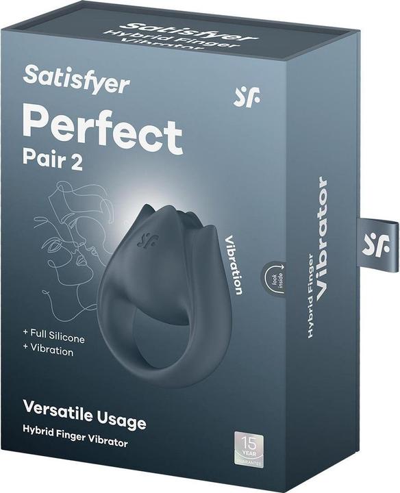 Produktbild Satisfyer - Perfect Pair 2 Multivibrator 2 In 1 Penisring Und Fingerstimulator Grau (5.50 cm)