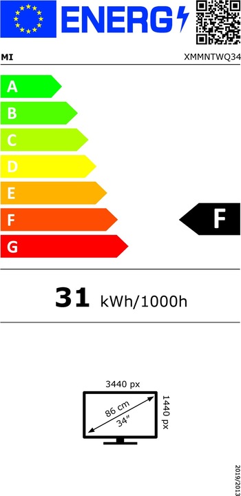 Energy Label Xiaomi Mi Desktop Monitor (1920 x 1080 pixels, 27")