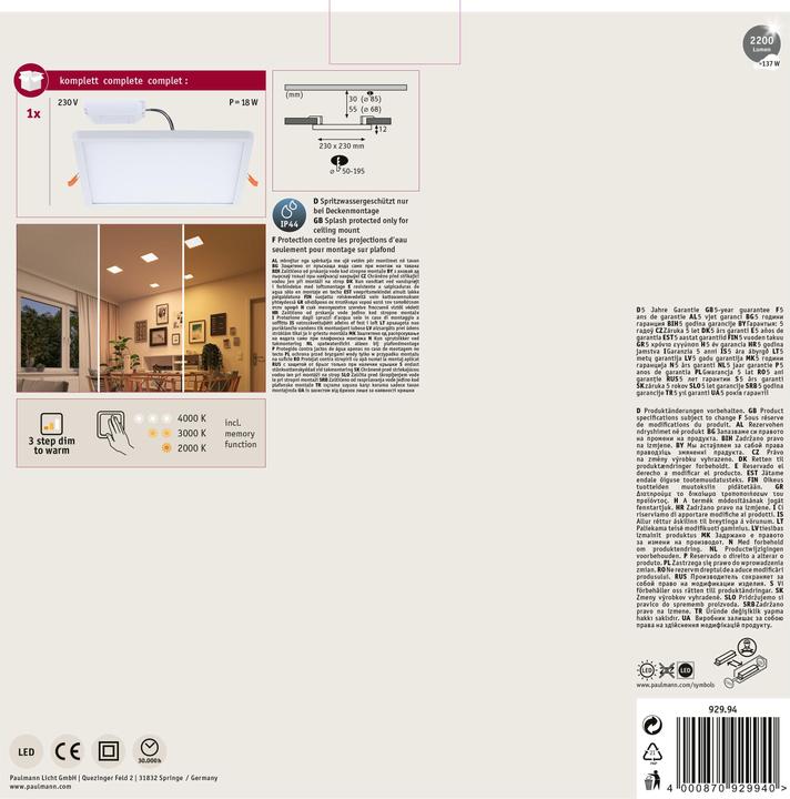 Produktbild Paulmann Einbaupanel Areo VariFit (1400 lm)