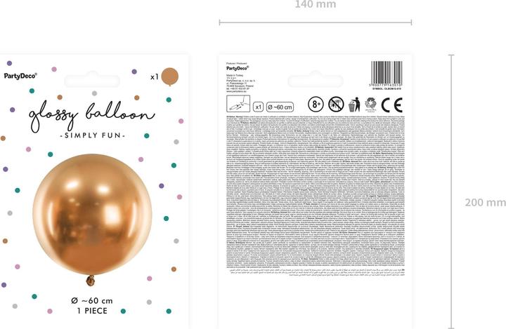 Produktbild Partydeco Luftballon Rund Glossy 60 cm, Gold (1 x)