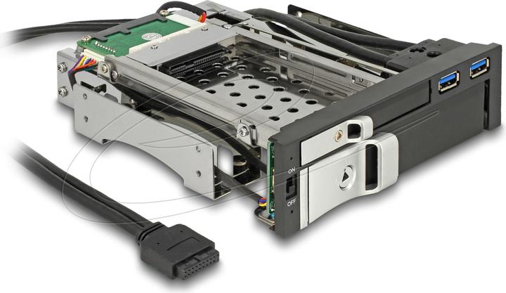 Image du produit Delock Cadre de montage 5.25 1x3.5, 1x2.5, 2xUSB3 ports, hot-swap