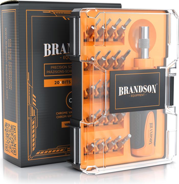 Actual product image Brandson Screwdriver set 21-piece, mini bits, slotted, Phillips, hexagon socket, Torx, precision mechanics (Pozidriv cross recess (PZ), Pin-torx, Phillipps cross recess (PH), Port)